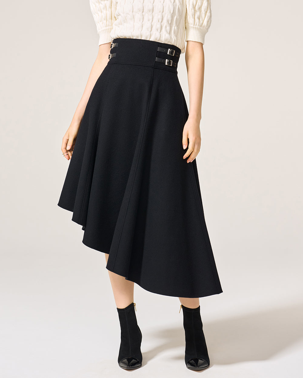 Black Wool Coating Harness Skirt – ADEAM