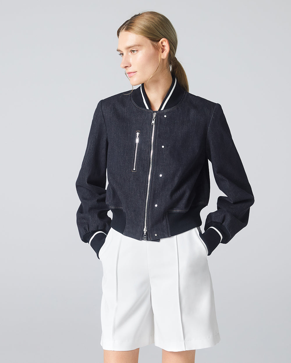 INDIGO VARSITY DENIM JACKET – ADEAM